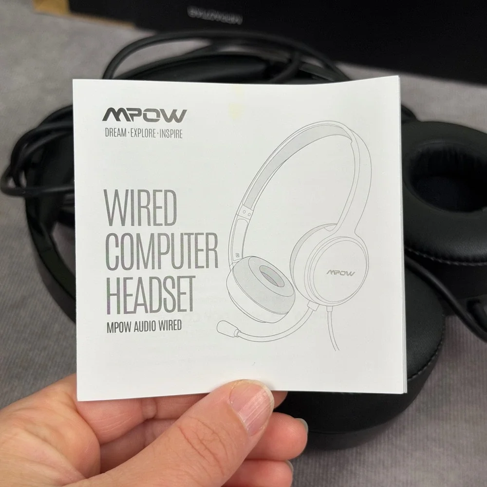 Mpow Wired Computer Headset PA071AB USB/ 3.5mm Connectivity Noise Reduction Blk